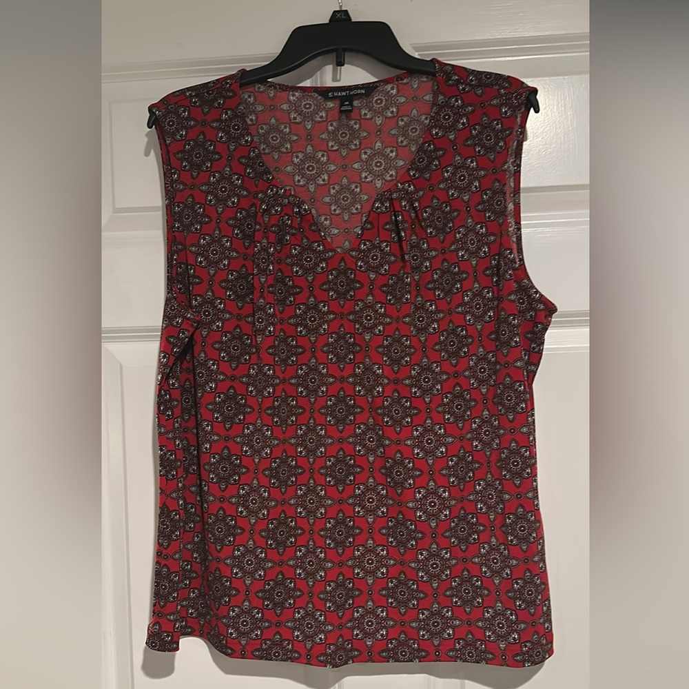 41 Hawthorn Red Floral Medallion Sleeveless Top (Stitch Fix)
